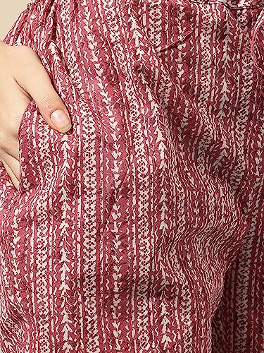 Image of MIRCHI FASHION Women's Straight Fit Fancy Rayon Jaipuri Foil Printed Kurta Set with Plazzo Pant