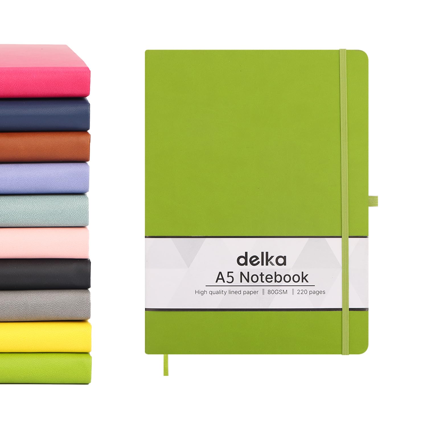 delka A5 Notebook – Lined Notepad Journal, Soft Cover Writing Pad for Office, School, College, Home & Business – Ideal for Note Taking, Daily Planning, Journaling & Study (GREEN, Pack of 1)