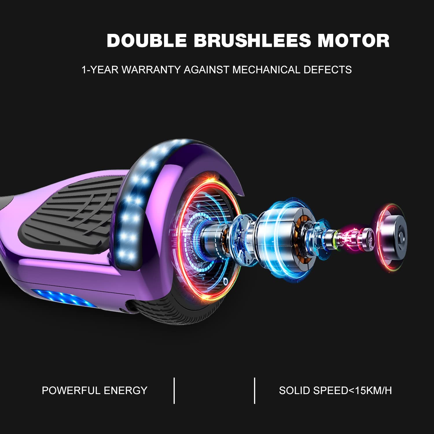 GeekMe Hoverboards für Kinder, 16,5 cm, Hoverboards mit Bluetooth-Lautsprecher, schöne LED-Lichter, Geschenk für Kinder und Jugendliche