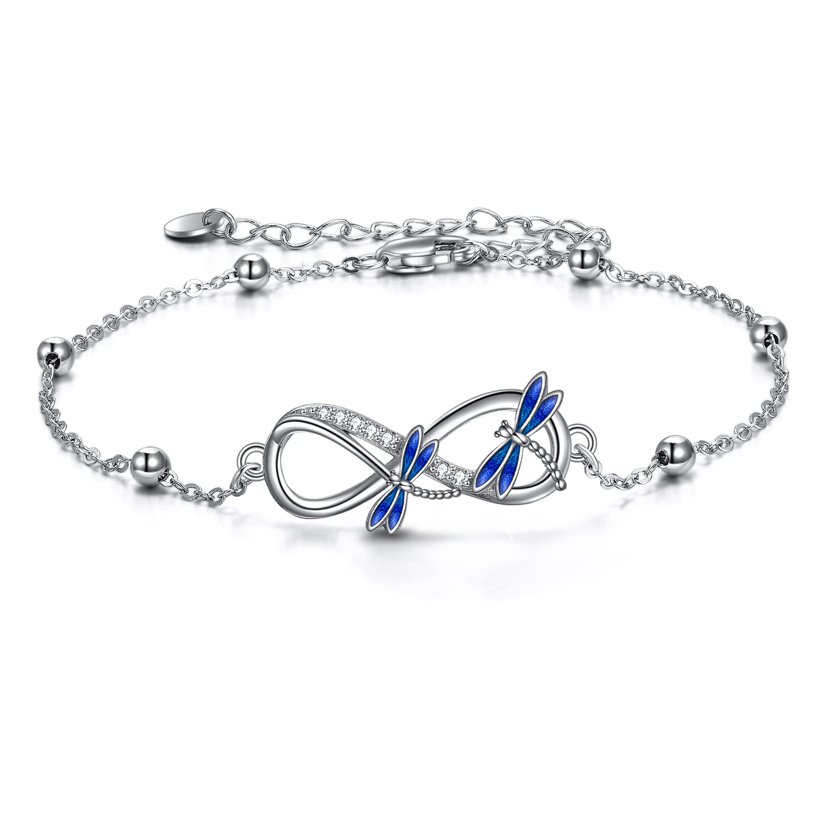POPLYKE Bracelet réglable en argent sterling avec breloques en perles pour femme, cadeau d'anniversaire