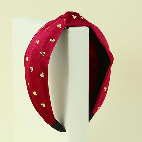 Miniatura 6 de Diademas anudadas para el día de San Valentín para mujer, diseño de corazón, terciopelo, nudo superior, 2 unidades, banda ancha, a la moda, lindas