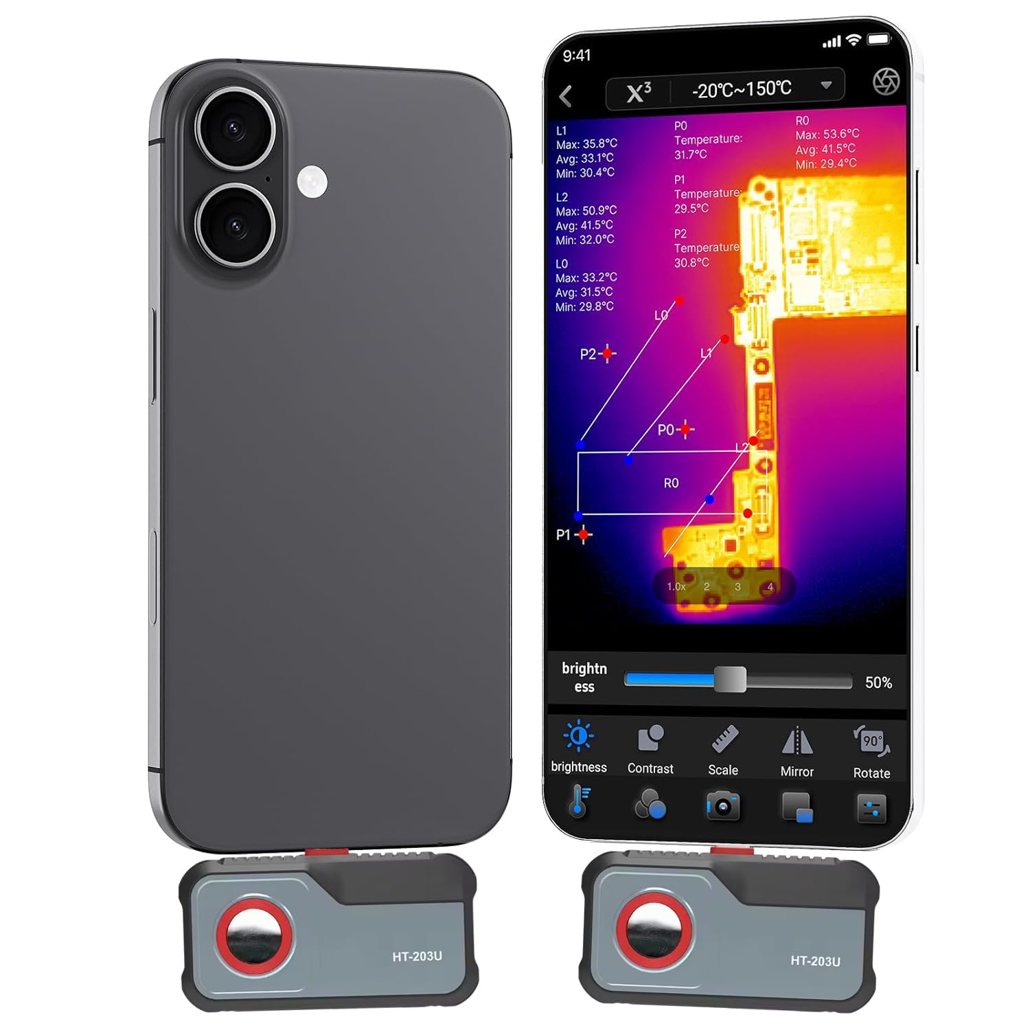 GOYOJO 25Hz Thermal Camera for Android, 256x192 IR High Resolution, Thermal Imaging Camera, Type-C Mobile Phone Infrared Thermal Imager 8-14μm for Electrical Repair -20°C~550°C-image-47