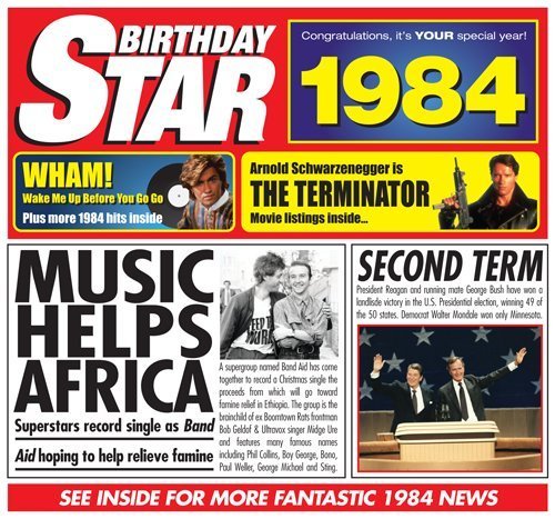 1984 Birthday Gifts - 1984 Chart Hits CD and 1984 Greetings Card by