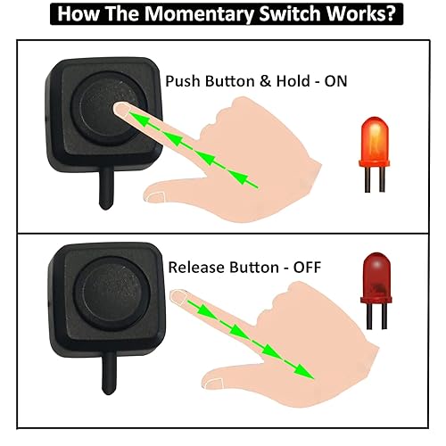 Miniatura 2 de Mini interruptor de encendido y apagado momentáneo de 12 V 24 V paquete de 2, interruptor de botón de montaje en superficie fácil de instalar