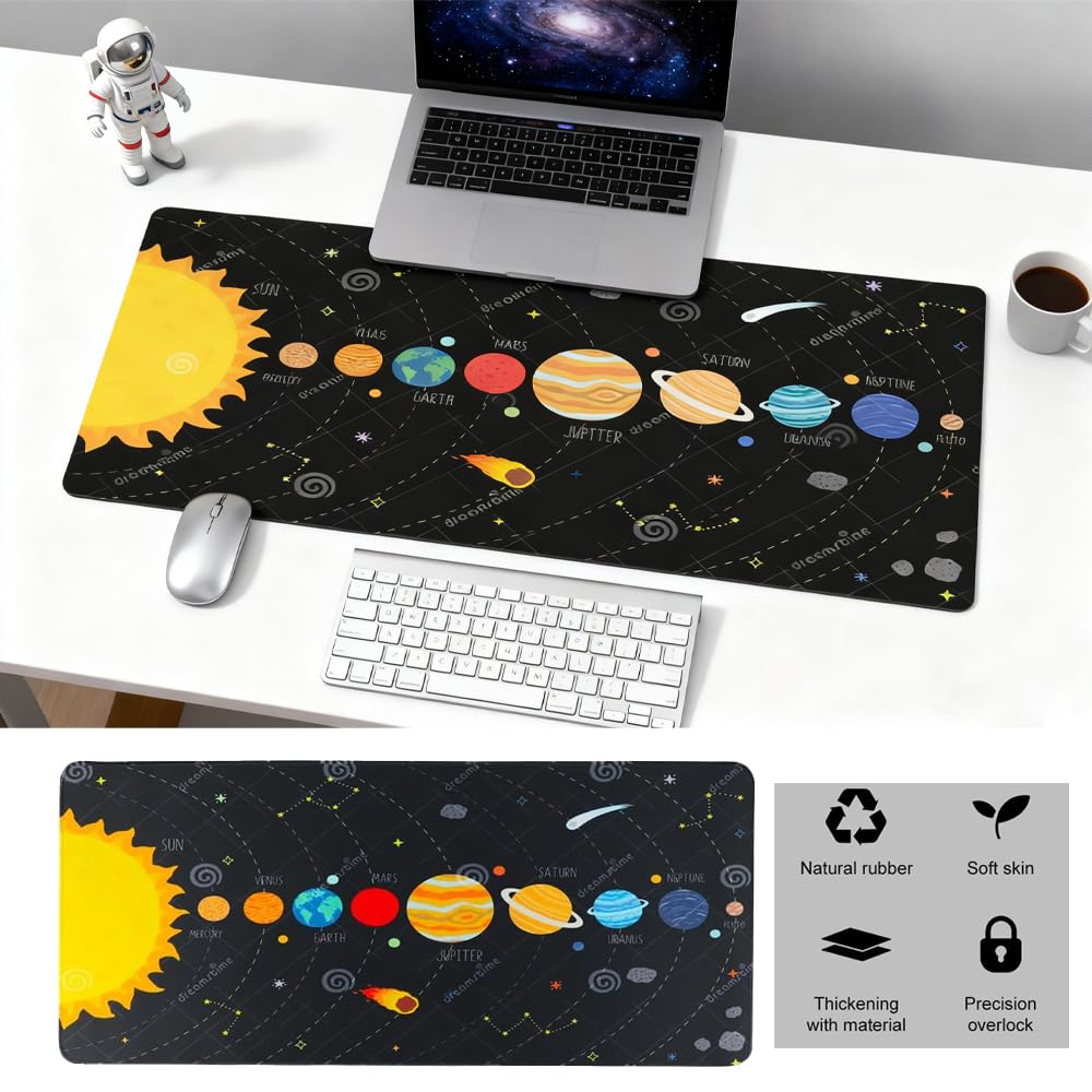 Tappetino Scrivania Sistema Solare 30 x 70 cm Gomma Lavabile per Bambini