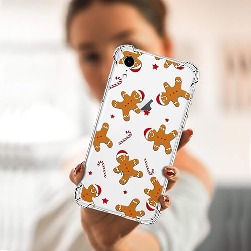 Miniatura 6 de YESPURE Funda de Navidad para iPhone XR, diseño impreso de hombre de jengibre, transparente, suave, a prueba de golpes, funda protectora de TPU a