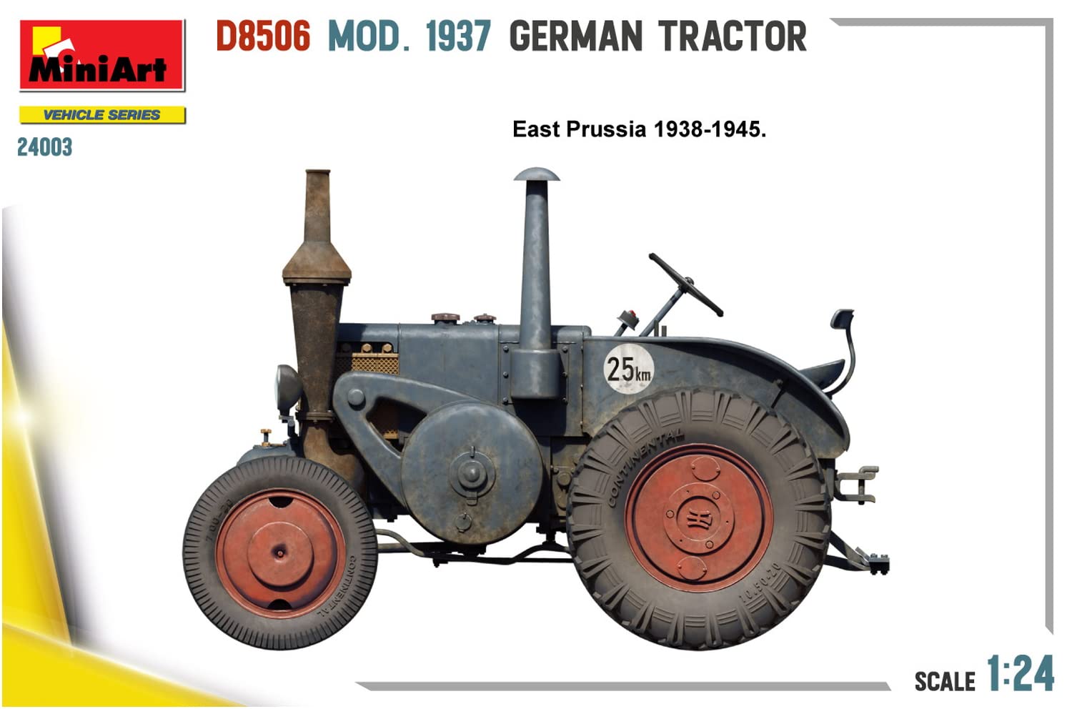 MiniArt 24003 1:24 Dt. Traktor D8506 Mod. 1937 - originalgetreue Nachbildung, Modellbau, Plastik Bausatz, Basteln, Hobby, Kleben, Modellbausatz, Zusammenbauen, unlackiert