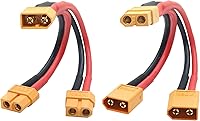 Vista 9 de Cable conector de batería paralelo XT60 corto, 14 AWG 1 hembra a 2 machos y divisor en Y, 3.93 pulgadas para cuadricóptero RC Multicopter