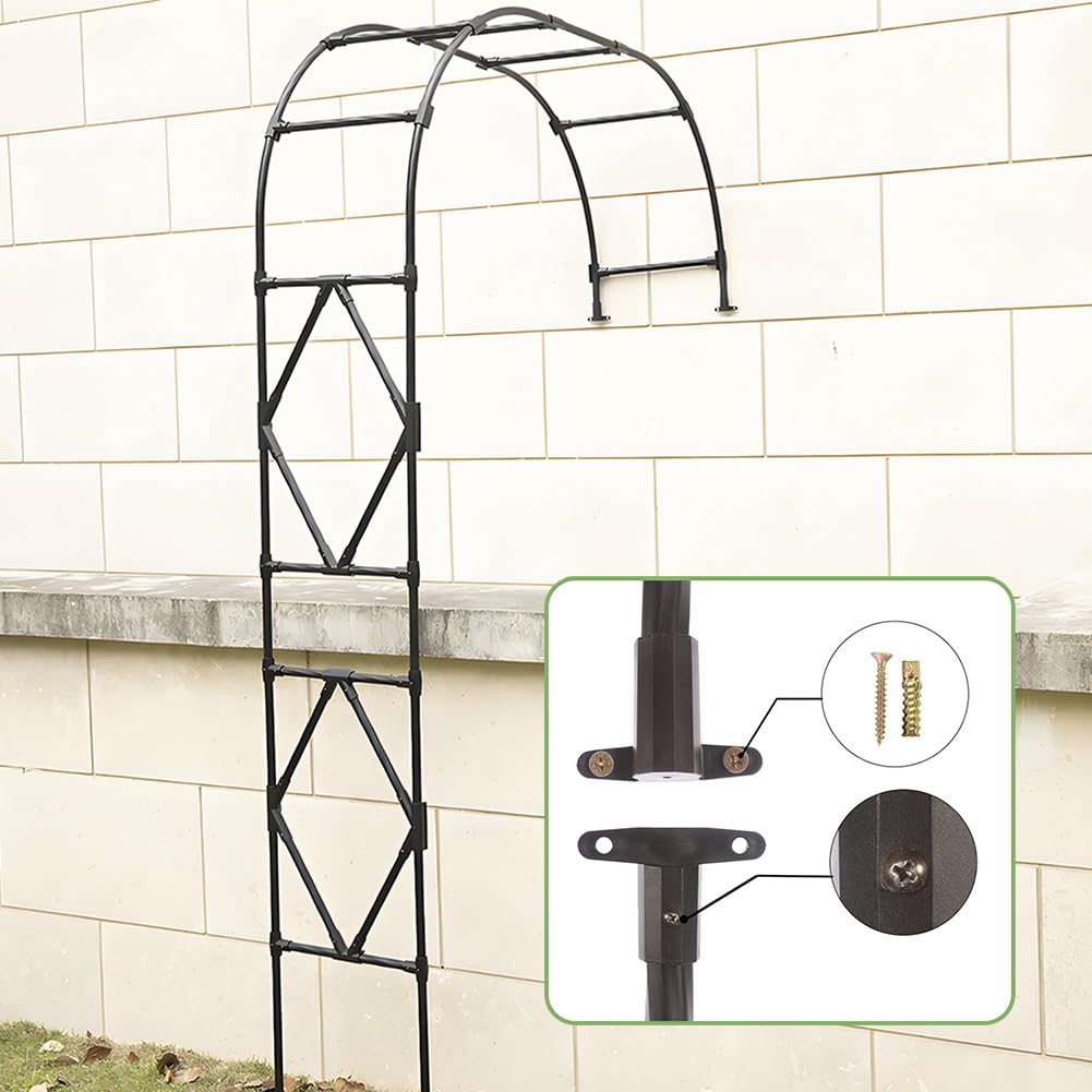 Arco da giardino stabile in metallo per piante rampicanti, altezza 2,4 m, bianco, mezzo arco, decorazione da giardino all'aperto, perfetto per rose e viti (larghezza 210 x altezza 240 cm)