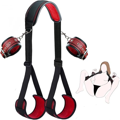 Sex Bondage BDSM Kit, Bed Restraints Set with Handcuffs Neck to Thigh/Ankle, Adjustable Leg Straps&Handcuffs for SM Adult Couples Game Play, Sex Toy for Women Beginner Leg Straps Tie Set Rope
