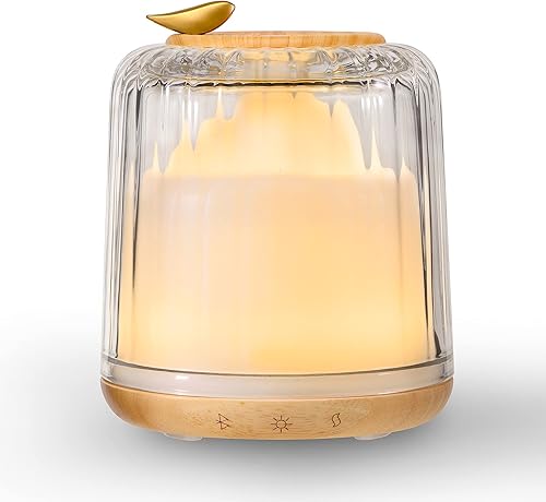 Difusores de aceite esencial, base de vidrio y madera real, difusor ultrasónico de aromaterapia para el hogar, habitación grande, 7.8 fl oz con