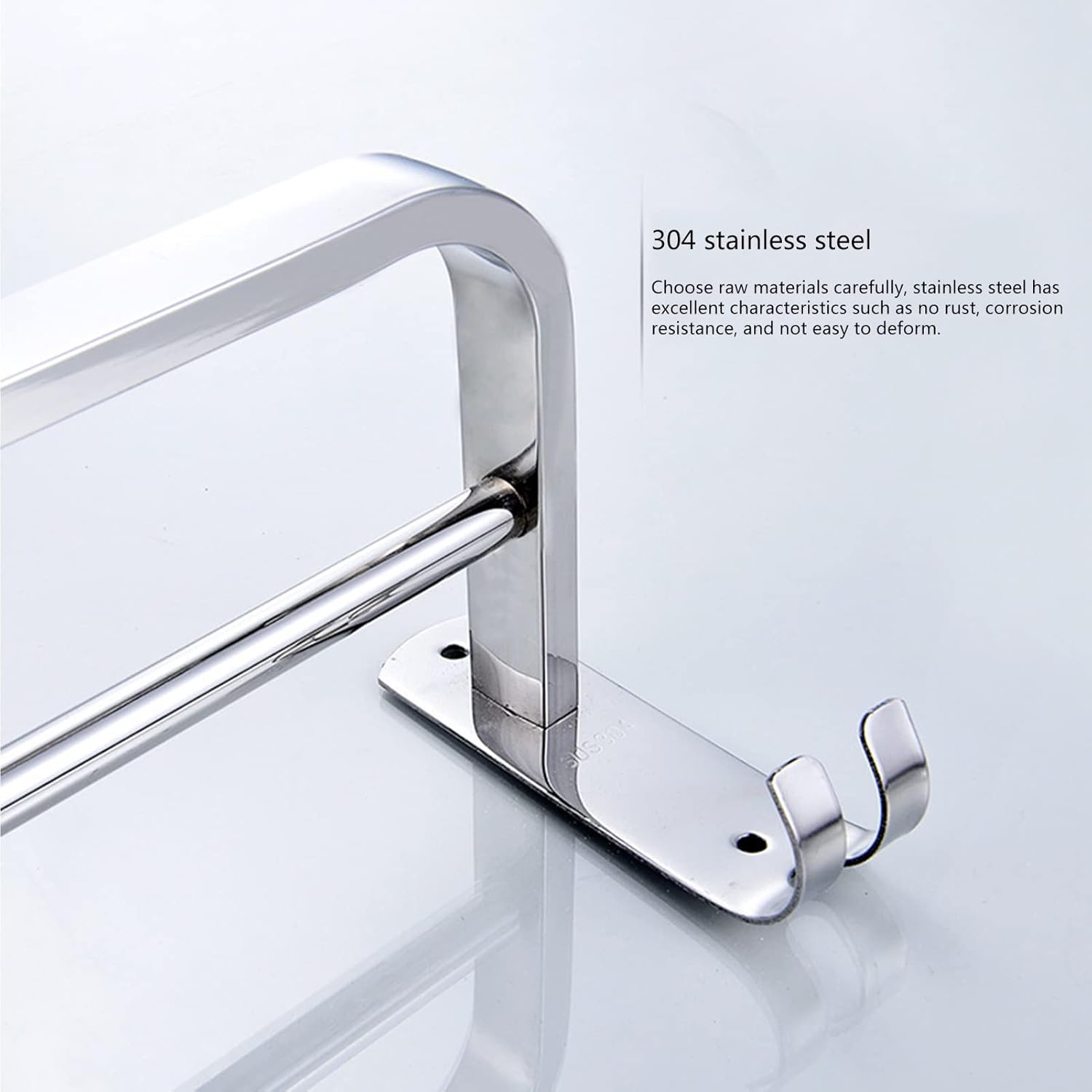Towel Rail Double Bath Towel Rack Stainless Steel Towel Shelves with Hooks Wall Mounted Towel Holder Towel Bar for Kitchen Bathroom 30cm-70cm (Size : 70cm)