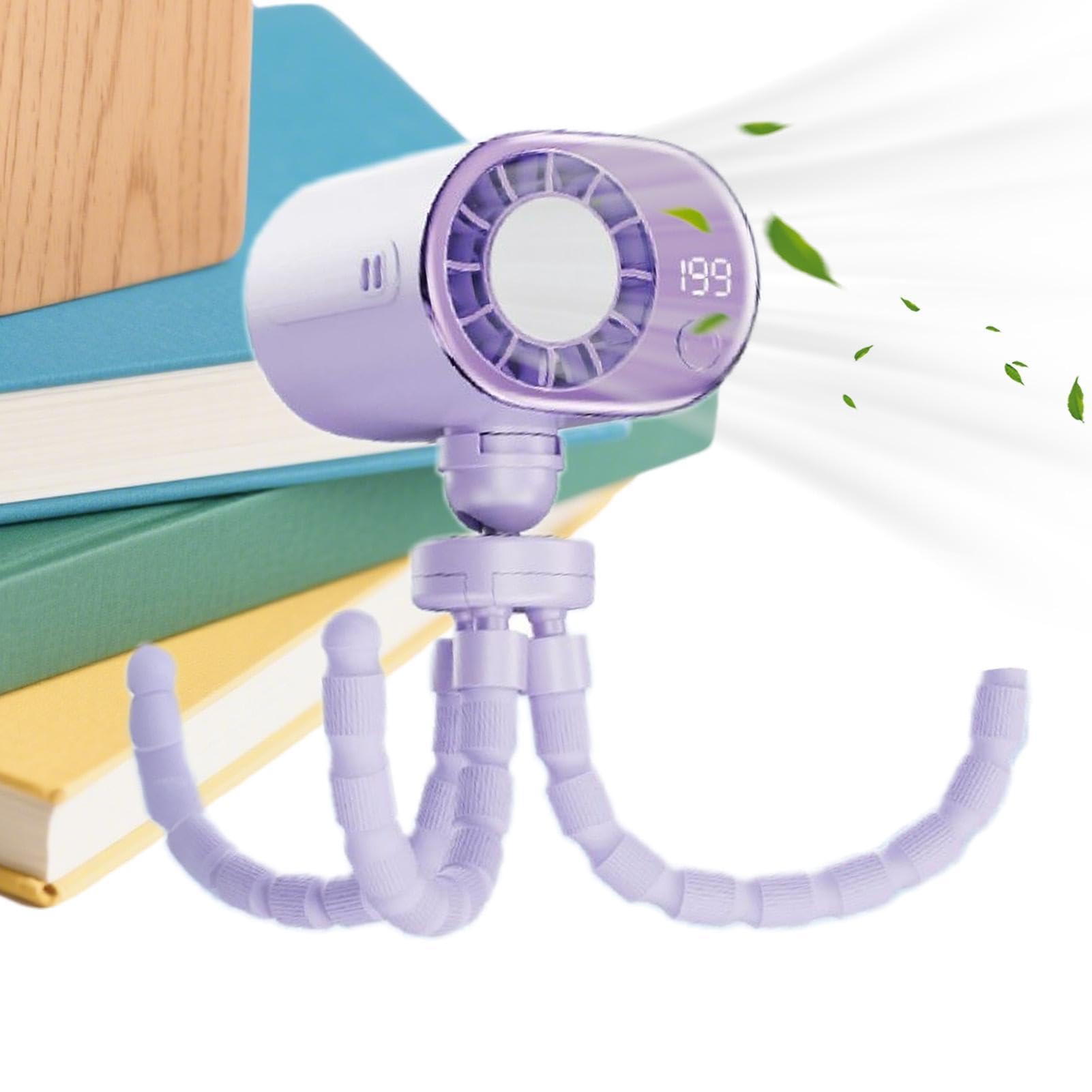 Ventilateur de voiture anti-chaleur à clipser orientable 360° éclairage LED USB-C