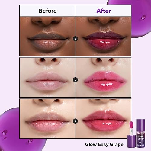 Miniatura 5 de I DEW CARE Aceite labial Glow Easy Grape  Aceite de labios con vitamina C, aceite de labios brillante pigmentado, calmante, maquillaje coreano,