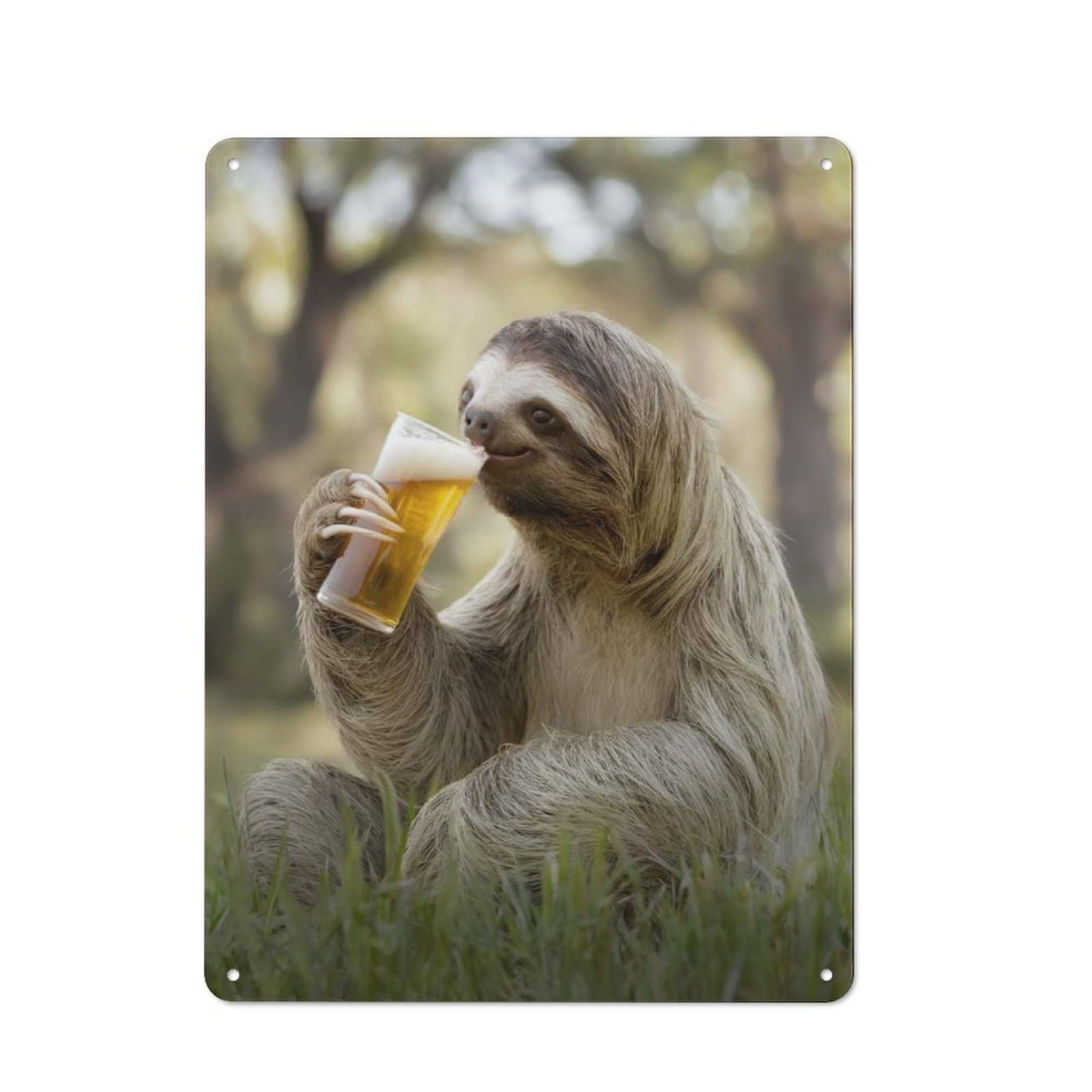 Classic Sloth Sipping A Beer Metal Wall Sign 40x30cm, Pub Wall Decor for Diner, Restaurant, Shed Or Kitchen