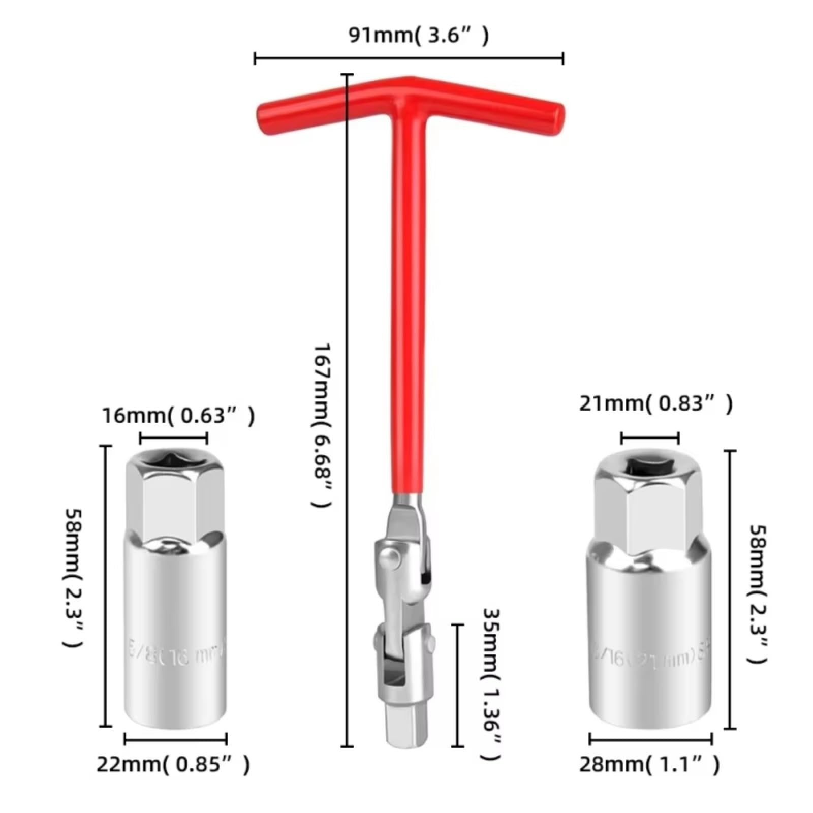 Klucz do świecy zapłonowej, 1 sztuka, zestaw narzędzi do naprawy samochodu 3 w 1, klucz nasadowy do świec zapłonowych, klucz z uchwytem T 18 mm/21 mm
