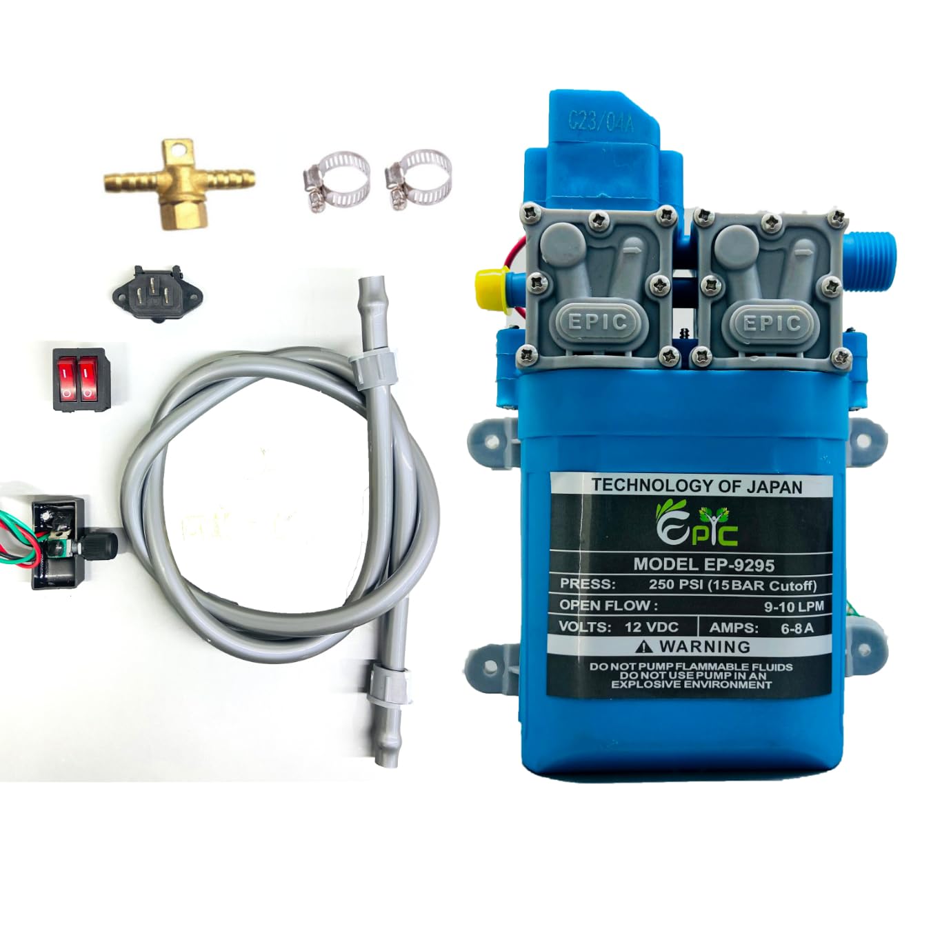 RAVI SPRAYER® Epic High Pressure 12v DC Battery Electric Portable Diaphragm Pump 250 PSI Double Motor Kit Used as Car Washer Ac Cleaning Agriculture Sprinkler Water Drip (B0CK2FSYNV) Amazon Price History, Amazon Price Tracker