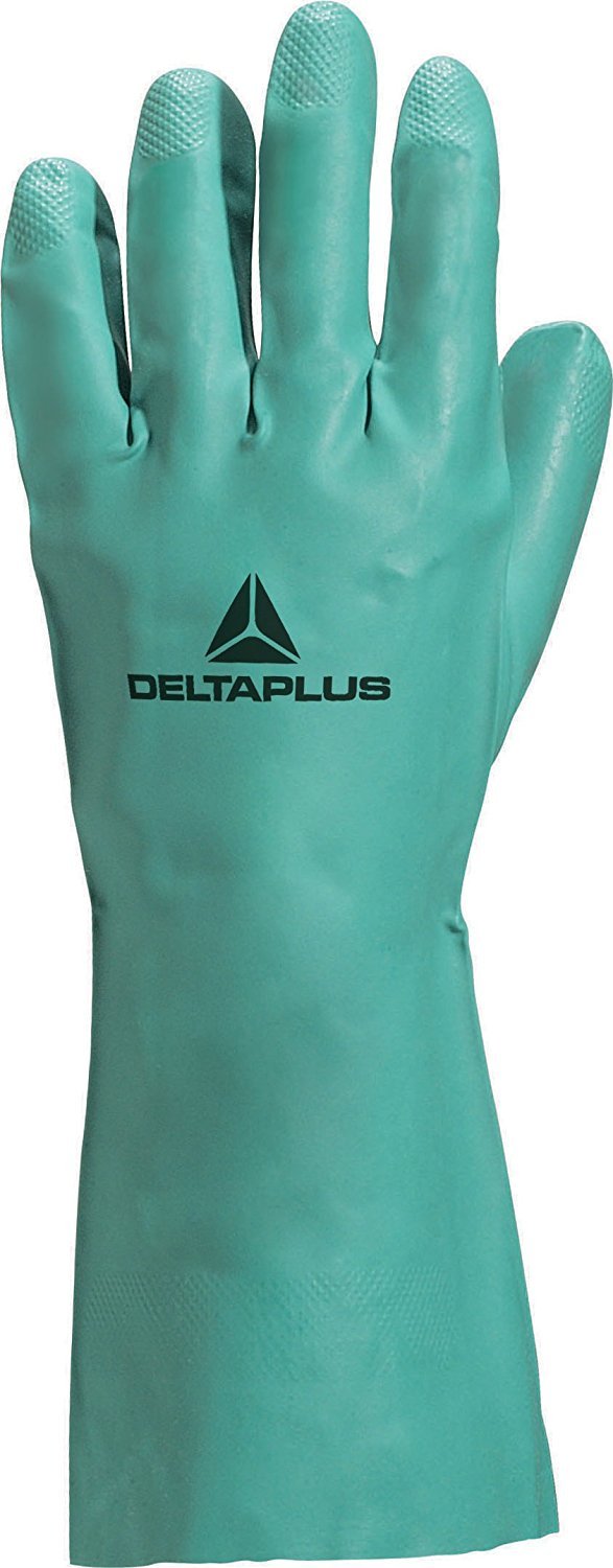 Deltaplus Green Delta Plus Ve802ve Nitrile Work Safety Gloves With Cotton Flock Lining - Size 7.5