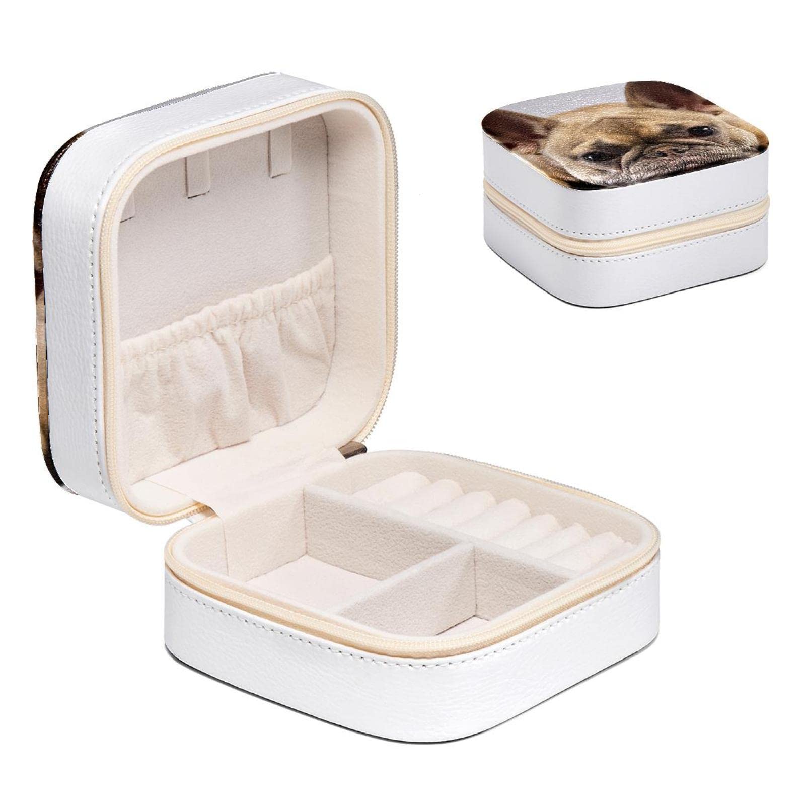 Boîte à bijoux pour femme filles bouledogue bagues et colliers
