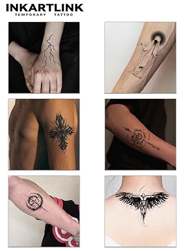 Miniatura 7 de INKARTLINK Tattoo Tech, 4 hojas de tatuaje semipermanente, tatuajes temporales para adultos, dura 1-2 semanas, impermeable, aspecto realista, sin