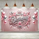 Pink Happy Birthday Banner Backdrop for Girls Women Happy Birthday Sign Pink Party Backdrop Decoration Princess Banner Celebration Backdrops Wall Banners for Party Supplies 71x43 Inch - Image 2