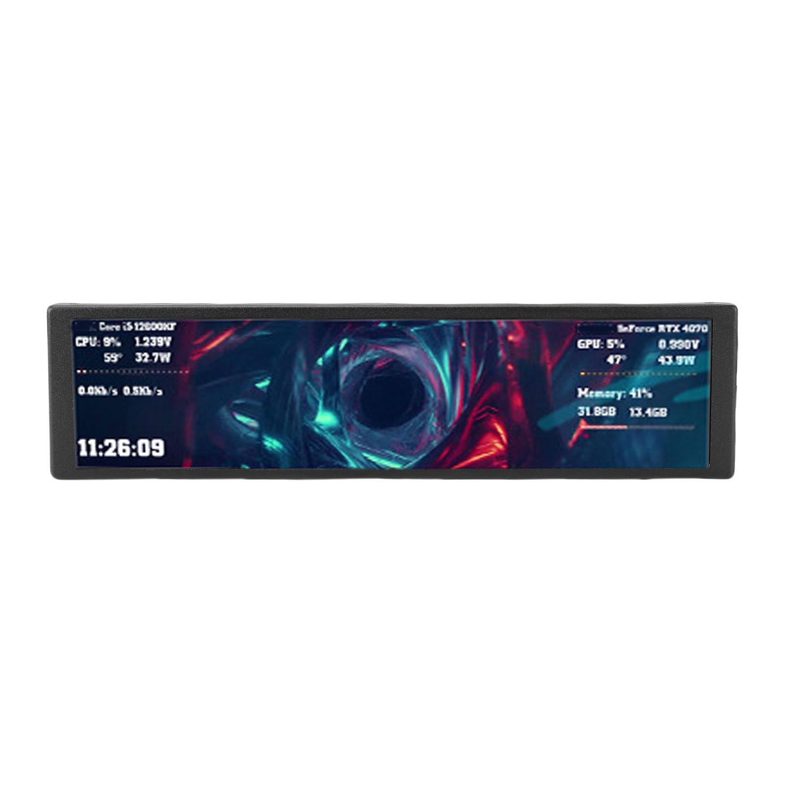 Goshyda Mini Monitor de 9,2 Pulgadas, Pantalla Secundaria FHD 1920x462, Segunda Pantalla para Monitorización de Velocidad, Temperatura, CPU y GPU de la Computadora (Black)