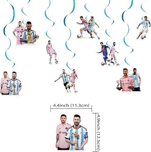 Miniatura 3 de Cartel de suministros de fiesta de cumpleaños de fútbol y 8 espirales colgantes para decoración de cumpleaños de fútbol de fútbol, niños y niñas