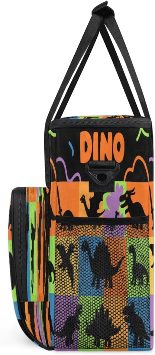Dinosaur Icons Portable Coffee Maker Carrying Bag Compatible with Keurig K-Mini or K-Mini Plus - Travel Storage Tote with K-Cup Pod Pockets for Single Serve Coffee Brewer