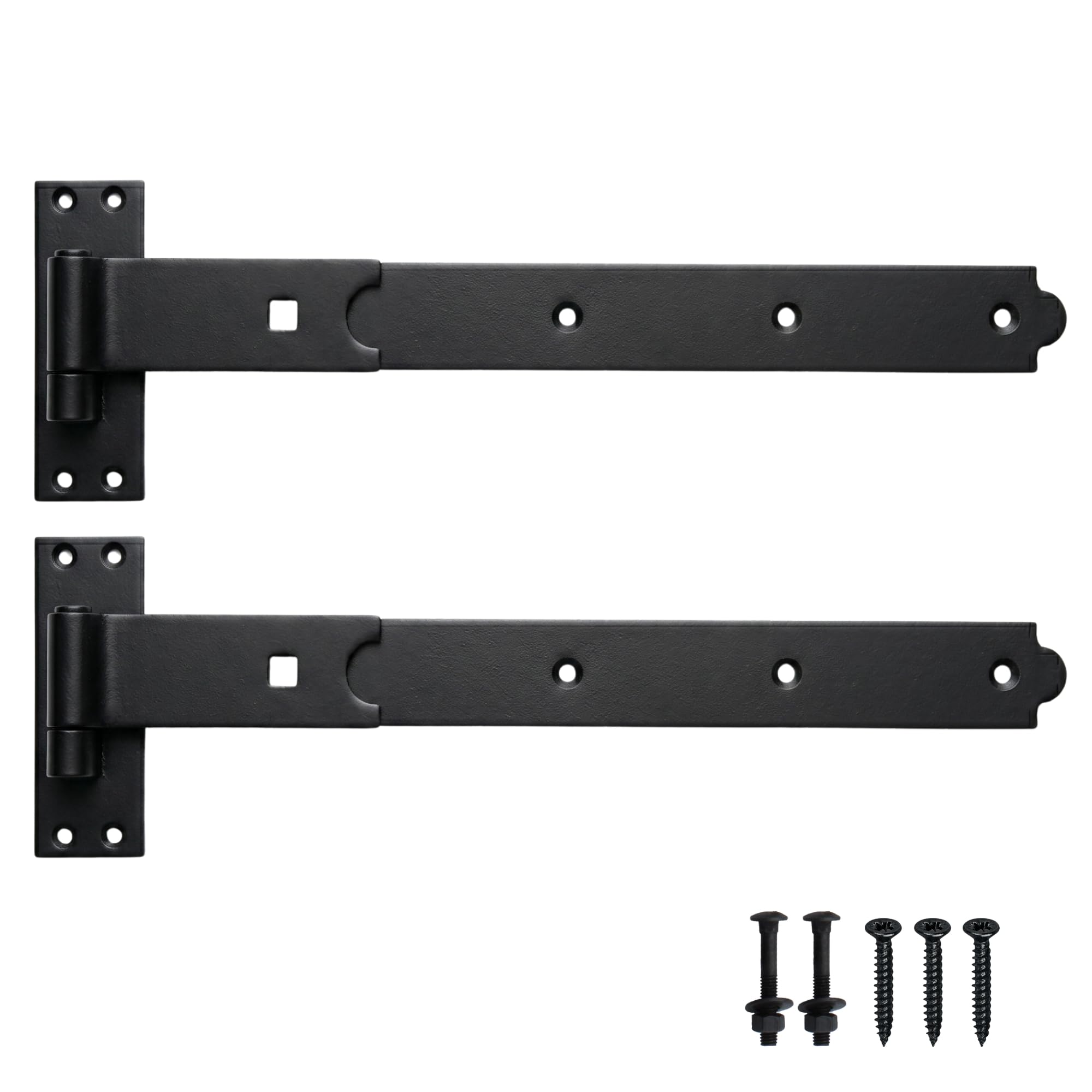 Keypak 400mm Hook and Band Hinges, Heavy Duty Straight Hook & Band Gate Hinge, Shed Door Hardware - Black