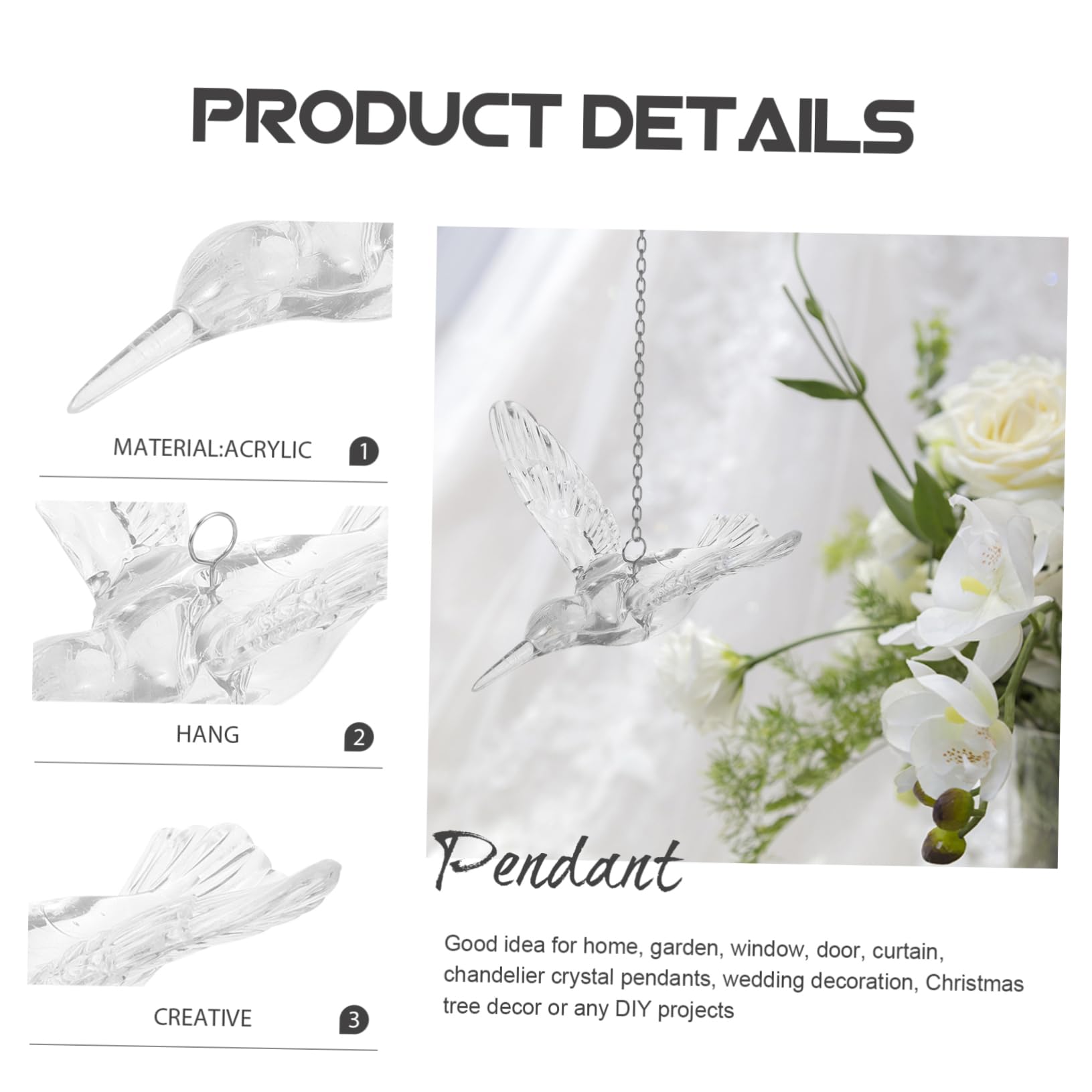 Zerodeko 20pezzi Decorazioni Appendere Uccelli Trasparenti Per Matrimonio e Feste Ornamenti Volanti Per Interni Ed Esterni Per Decorazioni Natalizie e Progetti Fai Da Te