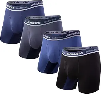 BAMBOO COOL Men's Underwear Boxer Briefs with Open Fly,Regular Leg,Moisture-Wicking Cool Comfort Underwear For men