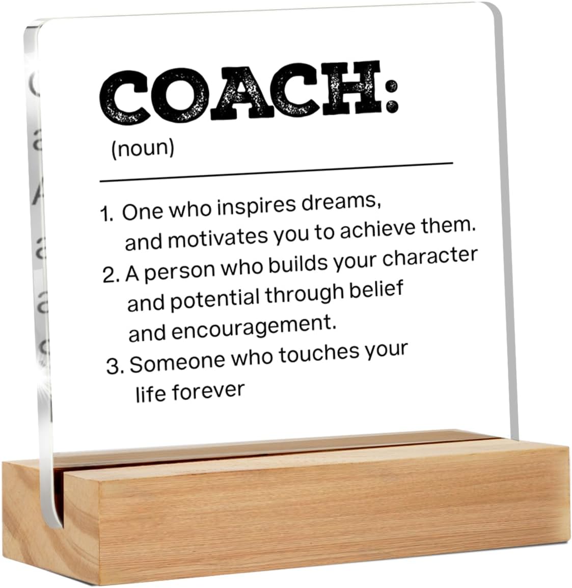 Best Coach Gifts - Thank You Gifts for Coach - Coach Gifts for Women Men - Coach Definition Clear Desk Sign Decor Home Office Desk Decor (4 x 4 Inches)