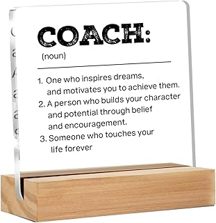 Best Coach Gifts - Thank You Gifts for Coach - Coach Gifts for Women Men - Coach Definition Clear Desk Sign Decor Home Office Desk Decor (4 x 4 Inches)
