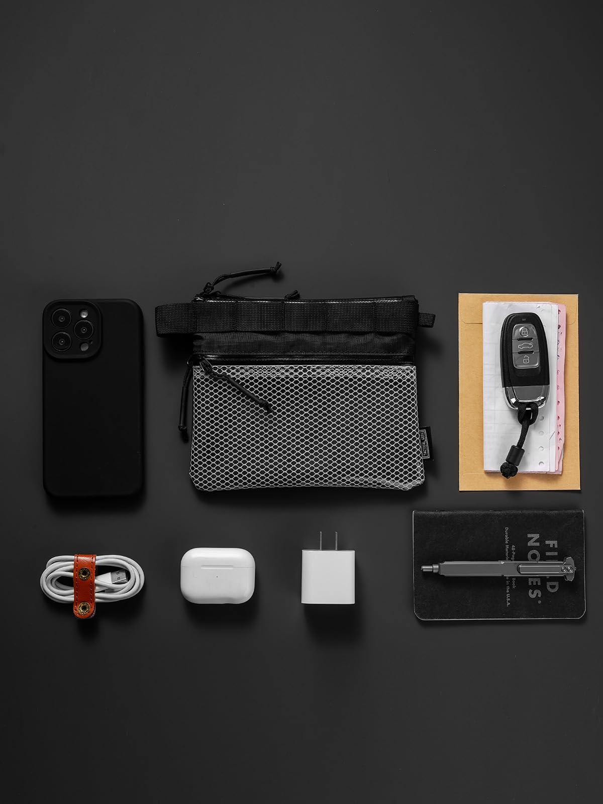 TACTICAL_GEEK Storage EDC mała torba, wodoszczelna nylonowa organizacja, wielofunkcyjna torba do noszenia, półprzezroczysta torba z siateczki do przechowywania, A15, przezroczysty, S, torba do