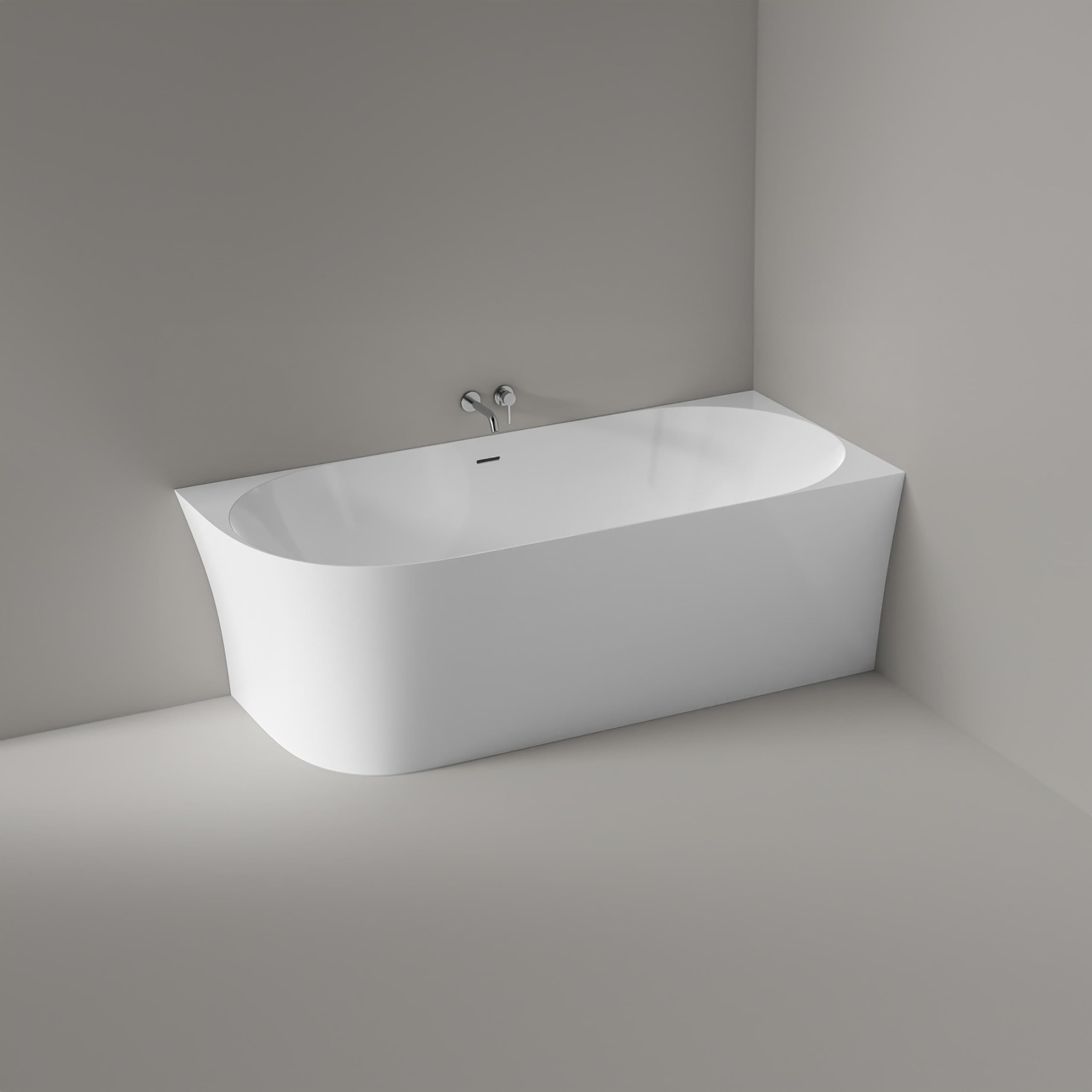 Vasca da bagno freestanding NOVA SLIM LINE - bianco lucido - installazione a destra - Senza rubinetteria, Senza sistema di drennaggio, 150 x 78 cm