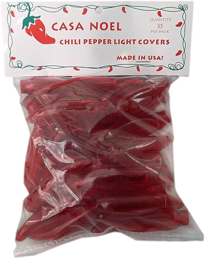 Red Chili Pepper Christmas Light Covers Set of 35 - Fit Over Mini Christmas Lights - Great for International Use
