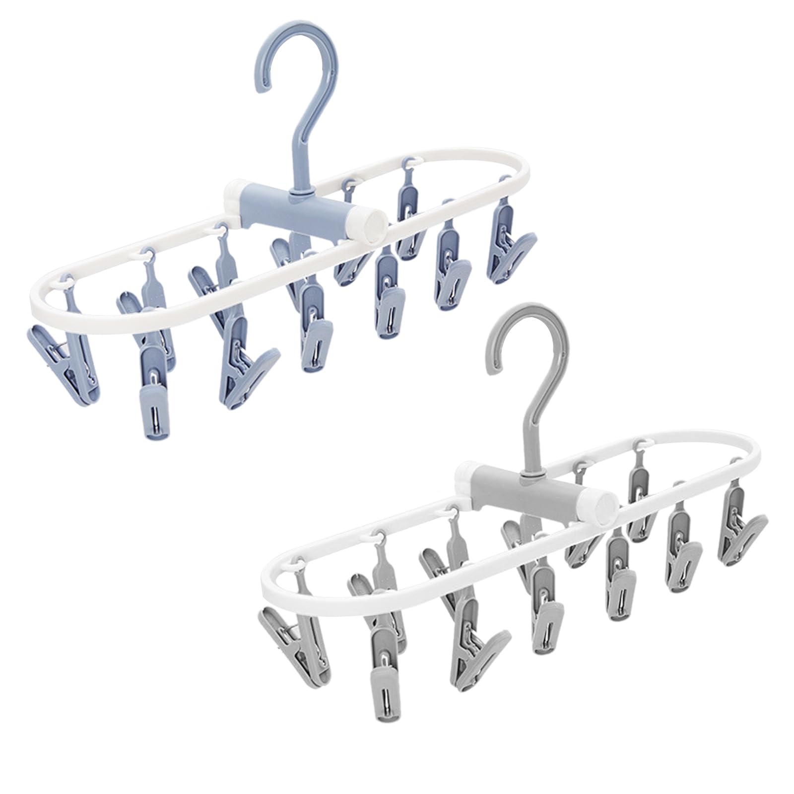 Foldable Clothes Drying Rack with 24Pcs Clips, [2Pack 12 Clips] Laundry Clips Hanger for Socks Underwear, Drying Towels and Baby Clothes