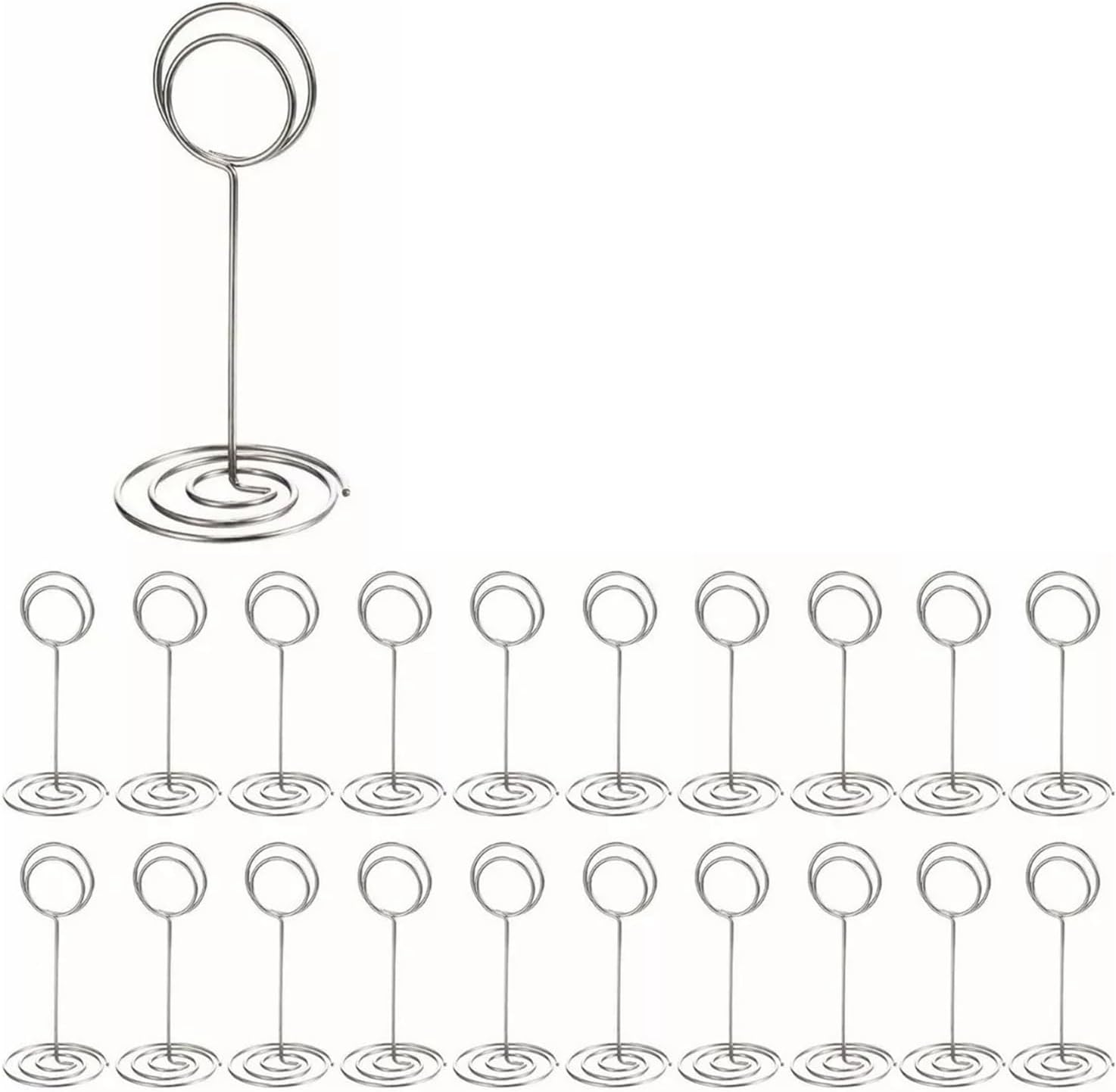 100pcs Table Number Holder Place Card Holders Wire Photo Holder Picture Name Menu Clips Memo Note Cards Stand(Silver)