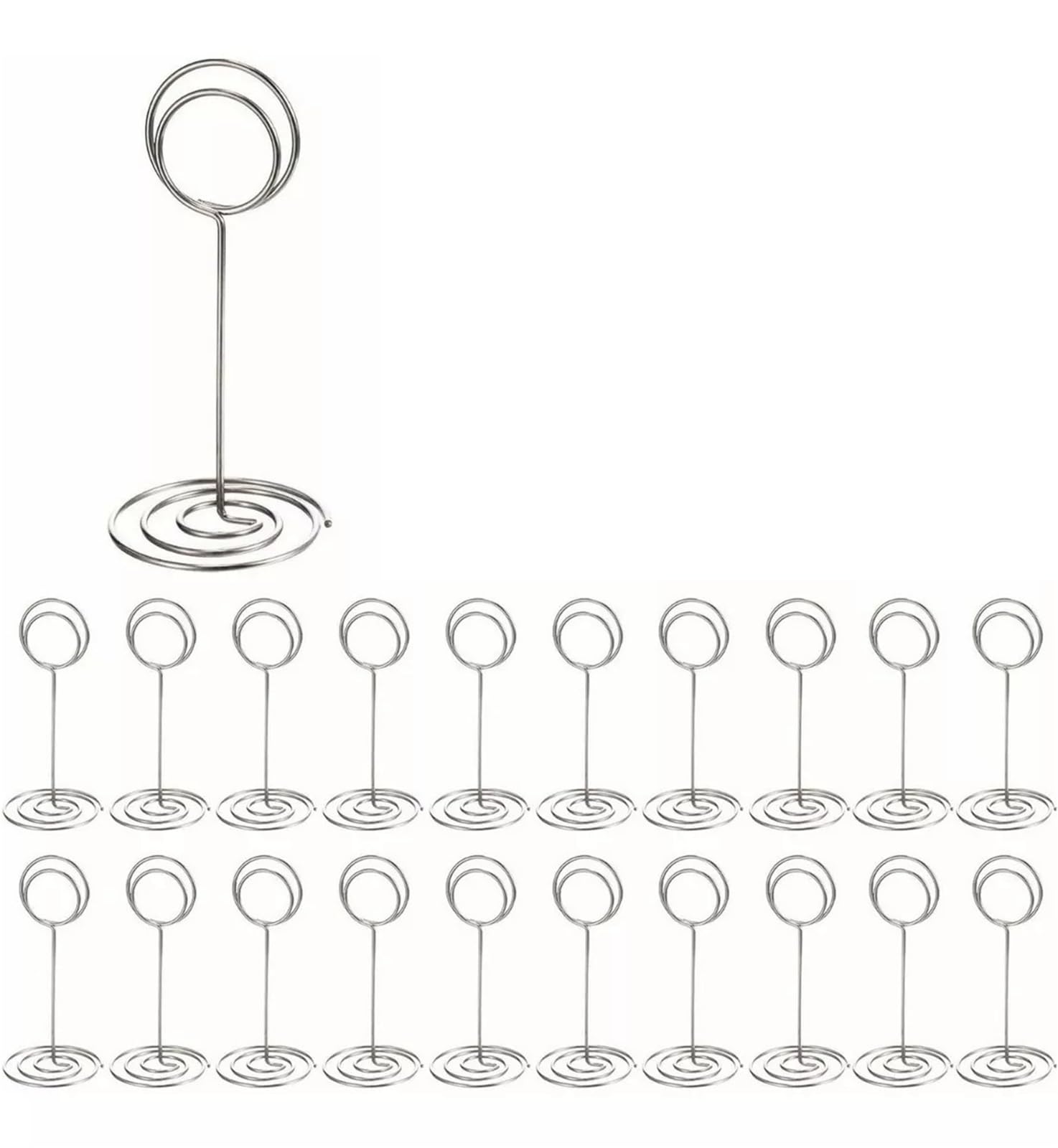 100 Stück Tischnummernhalter aus Draht, Platzkartenständer for Fotos, Menüs | Robuste Metallklammern for Tischnummern, Fotos, Menüs und Notizen. Einfache Einrichtung.(Silver)
