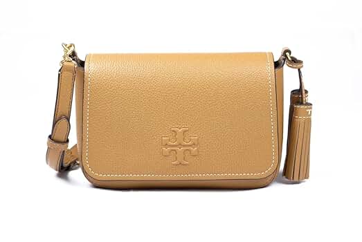 美品 Tory Burch レザー クラッチバッグ 茶 フラップ ロゴ金具 茶 Tory Burch 'Amanda' Logo Flap Clutch in Royal Tan: Handbags