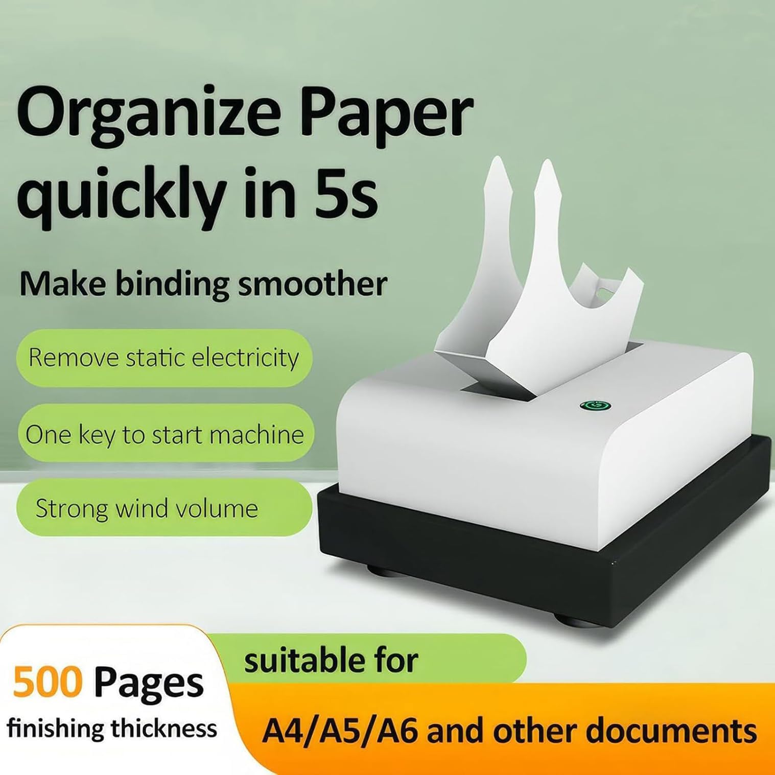 Máquina de clasificación automática de papel, máquina agitadora de alta velocidad de 2800 r/min, ancho de caja de 50 mm, grosor de acabado de 500 páginas, elimina la estática y los restos para