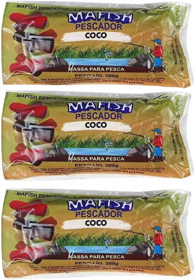 Kit 3 Massa Pronto Pesca Mafish Pescador Fedidinha 200g Coco