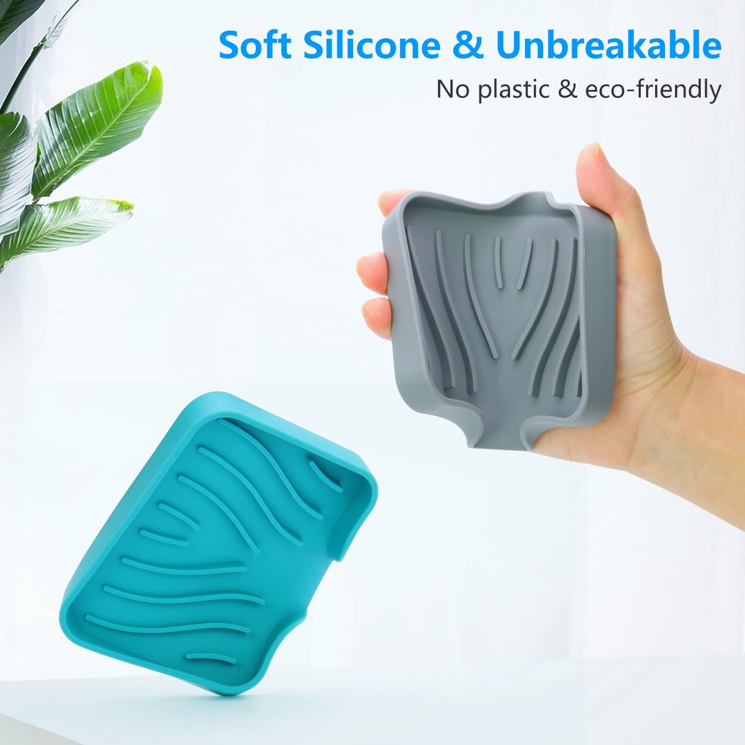 Silicone Soap Dish Set – Bar Soap Holder with Self-Draining