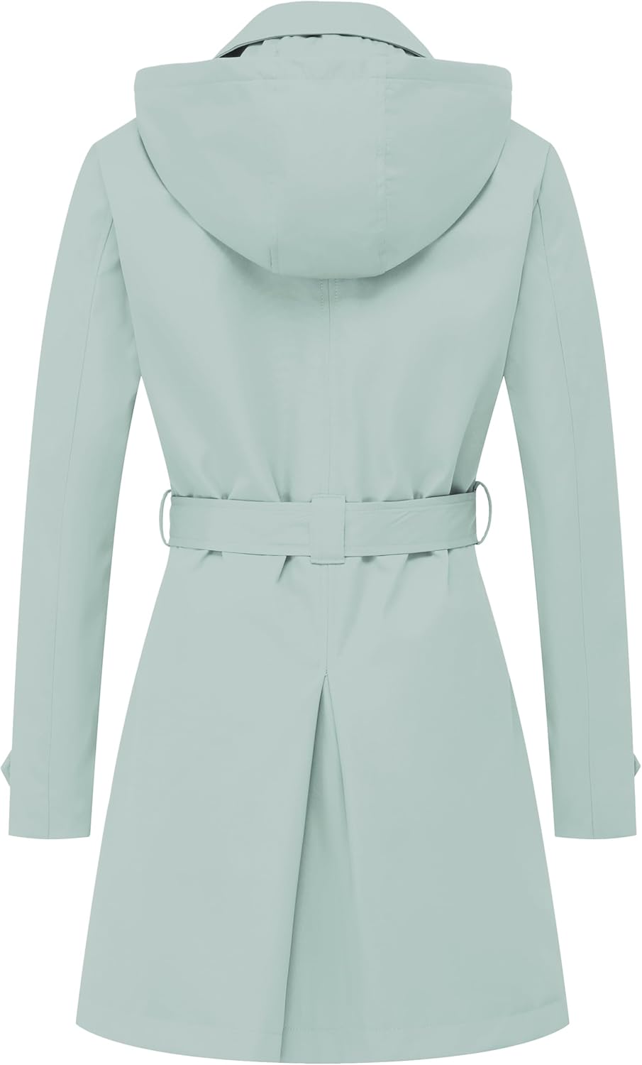 CREATMO US Women's Trench Coat Double-Breasted Classic Lapel Overcoat Belted Slim Outerwear Coat with Detachable Hood - Image 2