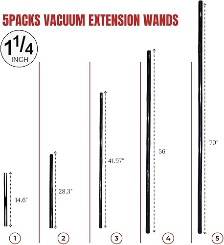 Miniatura 3 de Paquete de 5 varitas de extensión de vacío de 1.25 pulgadas más adaptador de manguera de vacío de 1-38 pulgadas a 1-14 pulgadas, tubos de extensión