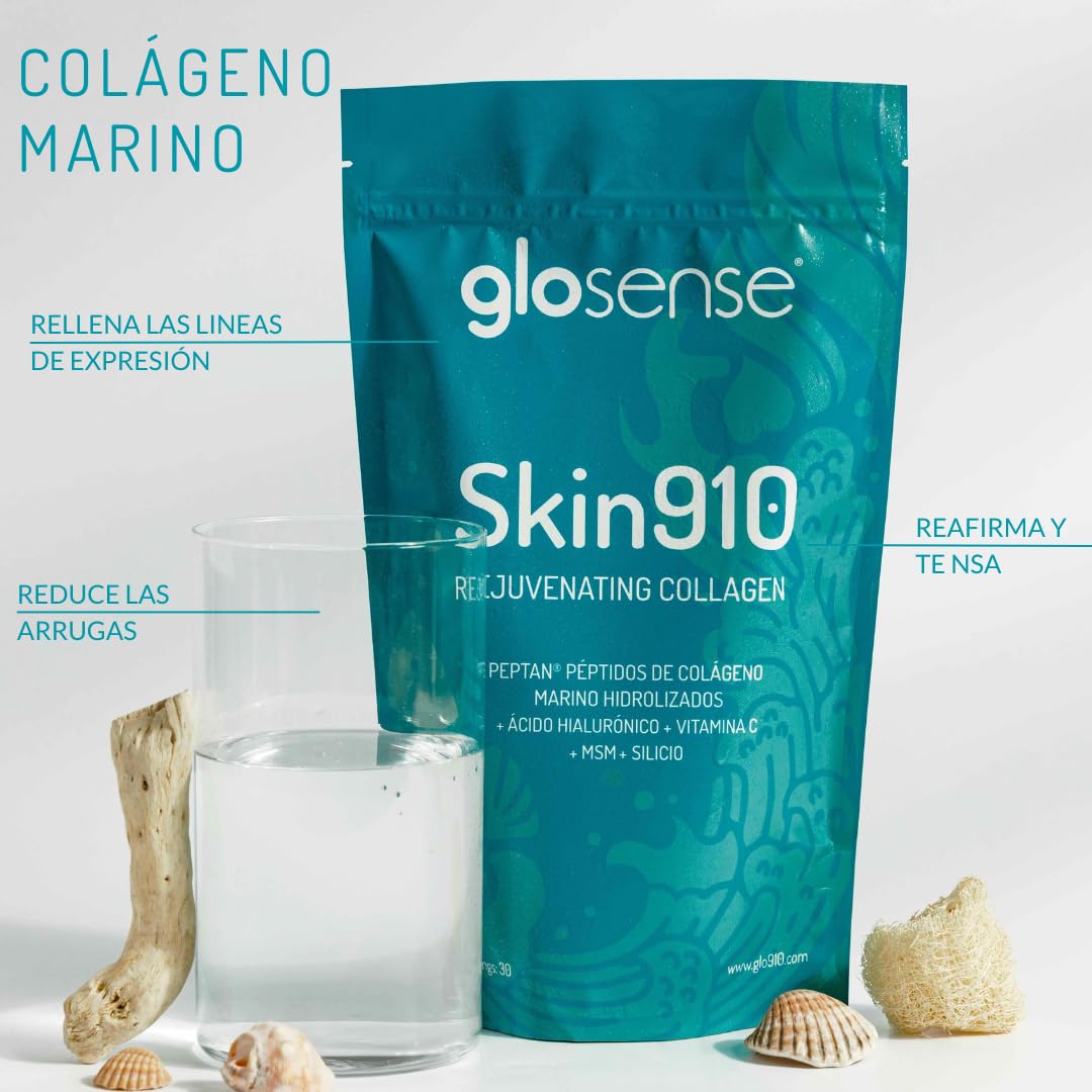 Colágeno Marino en Polvo | Glo Hidratación intensa para tu piel | Con Ácido Hialurónico | Firmeza en rostro y cuerpo | Antiarrugas y Antiedad (300 gr)