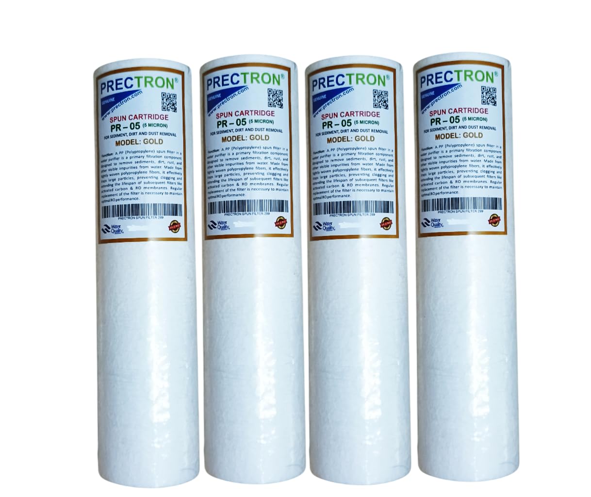 PRECTRON Pre-Filter Spun Cartridge Filter for RO & UV Water Purifiers, 5 Micron, Pack of 4-image-1