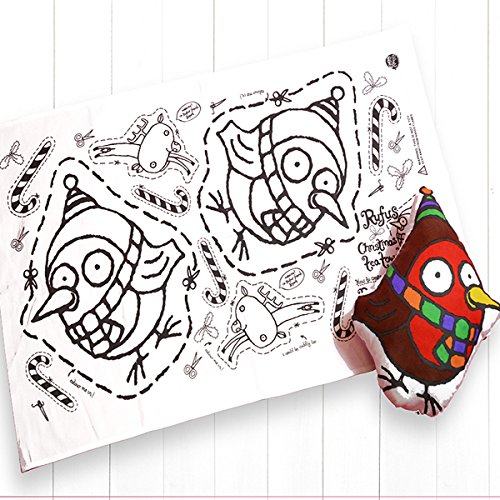 EggNoggChildren's Soft Toy Craft Colour In Kit Fabric Friends Rufus the Robin Includes 6 Fabric Material Pens