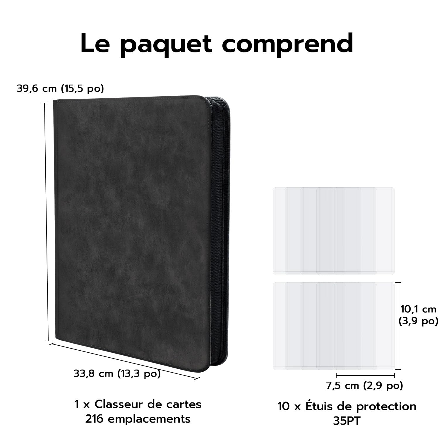 Toploader Album pour cartes à collectionner 216, 9 compartiments, 10 pcs 35PT, Classeur pour TCG, cartes MTG, motif vague noire