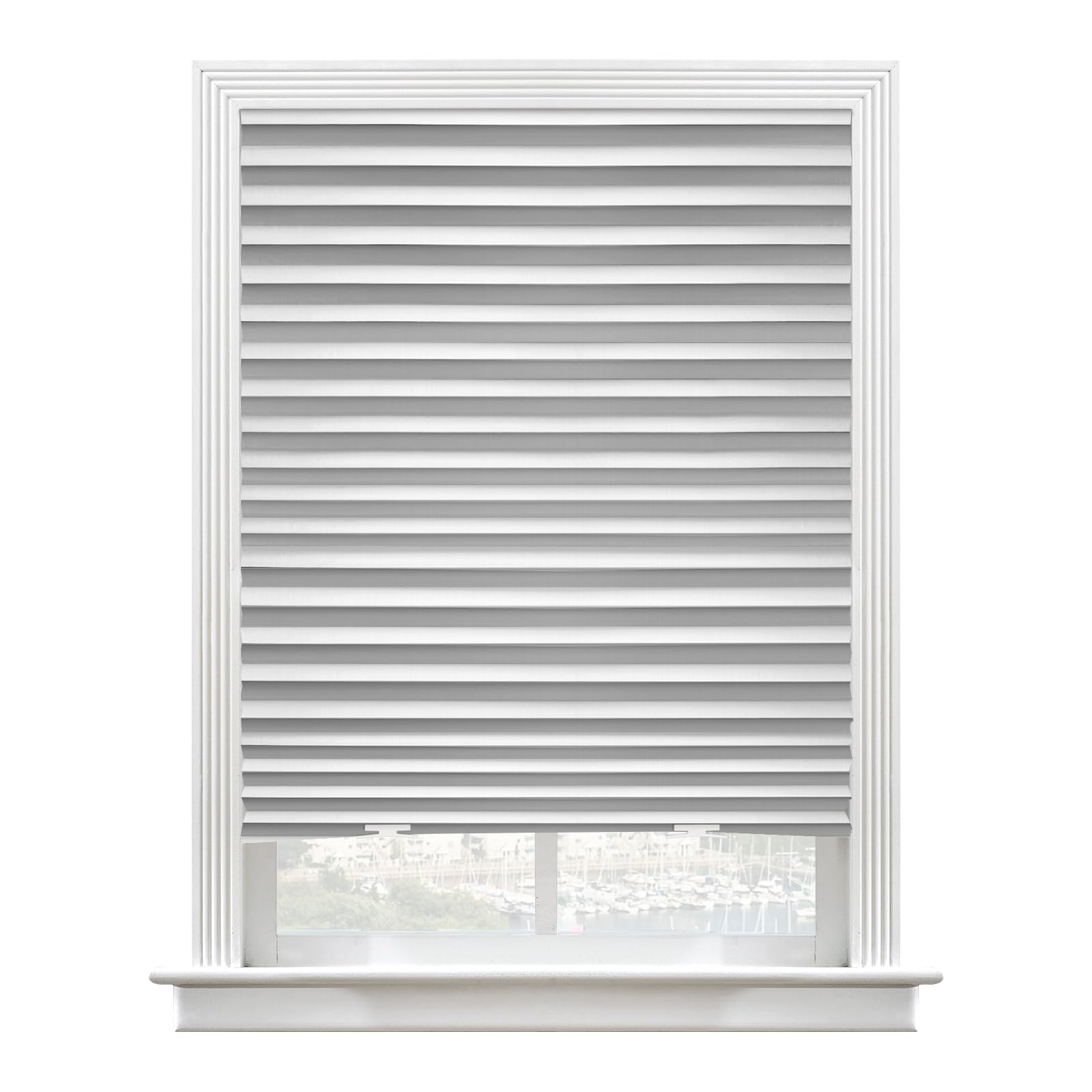 JZS Pleated Window Shades, Light Filtering Non-woven Blinds Window, Blackout Pleated Paper Shade, Easy to Cut and Install, White (60x180CM)